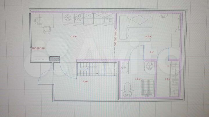 Квартира-студия, 34 м², 1/3 эт.
