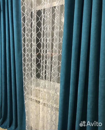 Шторы готовые бирюзовые, новые