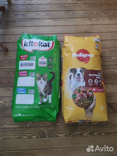Pedigree 13 кг и kitekat 15 кг