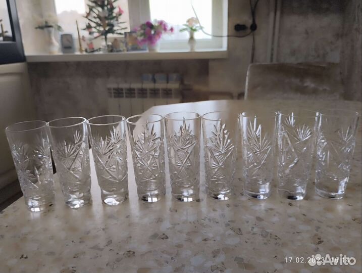 Рюмки хрустальные 15 шт