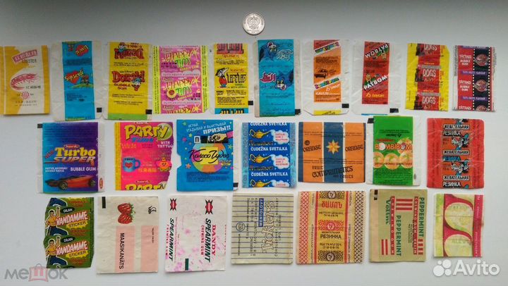 Вкладыши от жвачек 90-х годов этикетки