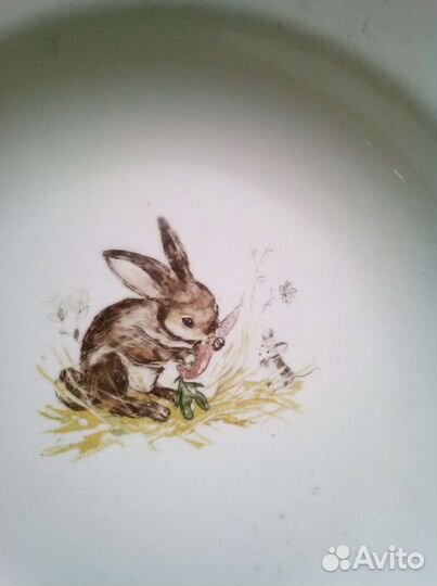 Тарелка с зайкой и мышкой времён СССР