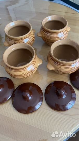 Керамические горшки для запекания 4 шт
