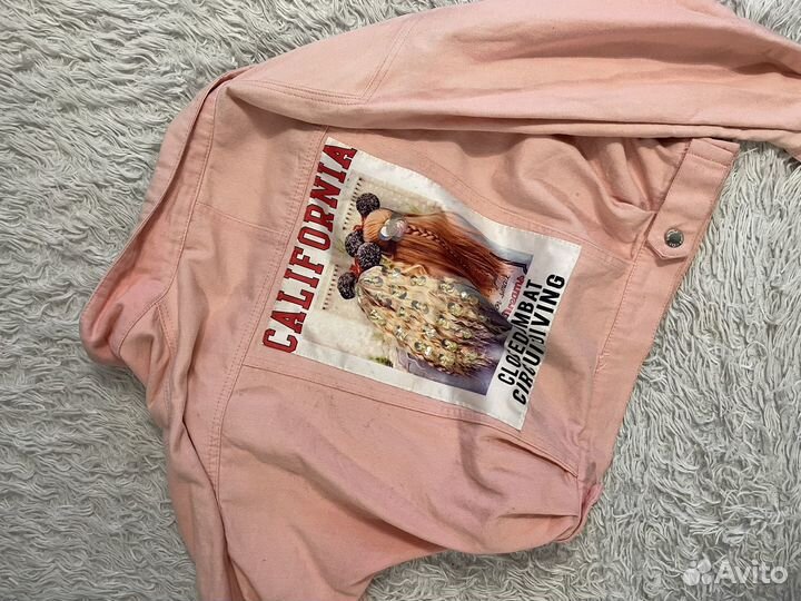 Джинсовка розовая оверсайз