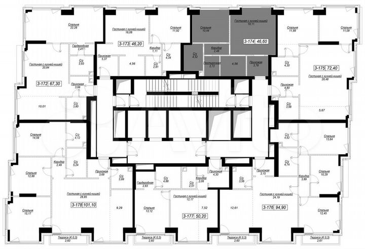 1-к. квартира, 46,6 м², 24/41 эт.
