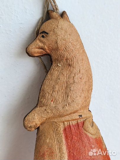 Старинная елочная игрушка объемный картонаж лиса