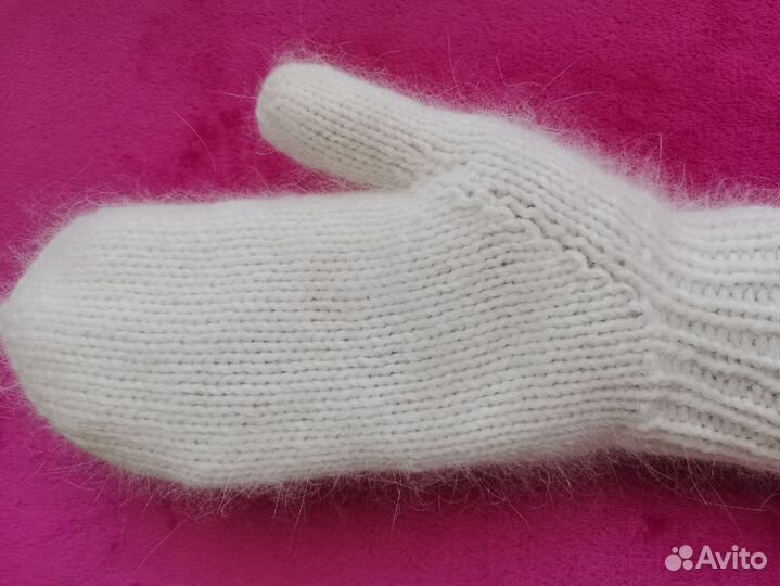 Варежки пуховые новые белые