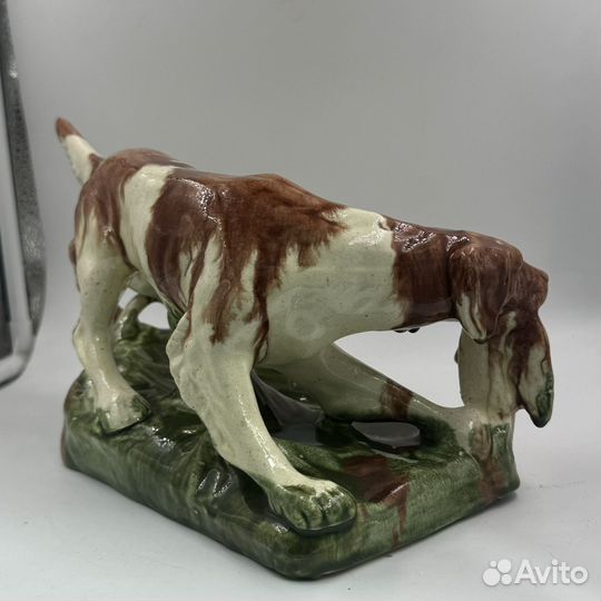 Статуэтка фарфор собака С дичью охота керамика