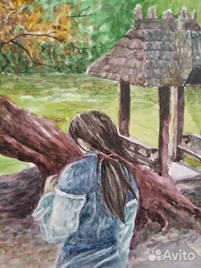 Картина япония японец пруд