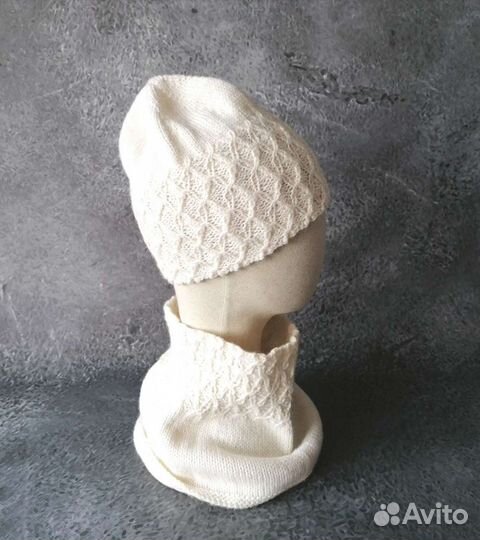 Шапка вязаная для девочки и снуд 50-52