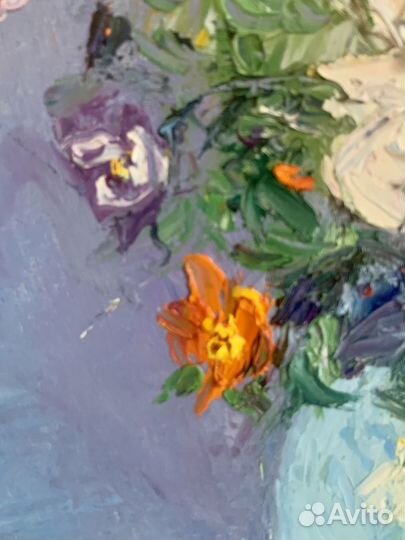 Картина маслом на холсте натюрморт Цветы в вазе