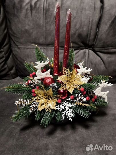 Новогодний подсвечник ручная работа