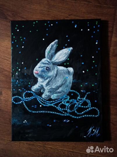 Картина маслом на холсте Новогодний кролик