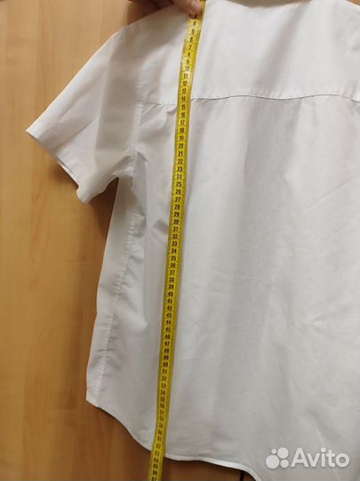 Белая рубашка с коротким рукавом 152 рост