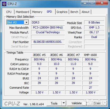 DDR3 2x8gb 1600mhz 2rank CL9-9-9-24 Ballistix