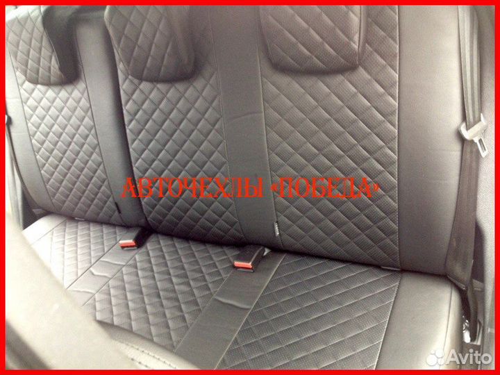 Чехлы Renault Kaptur из экокожи чёрные Ромб