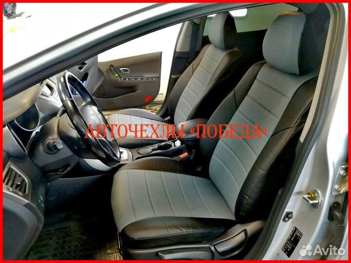 Чехлы Hyundai Elantra 6 AD из экокожи чёрно-серые