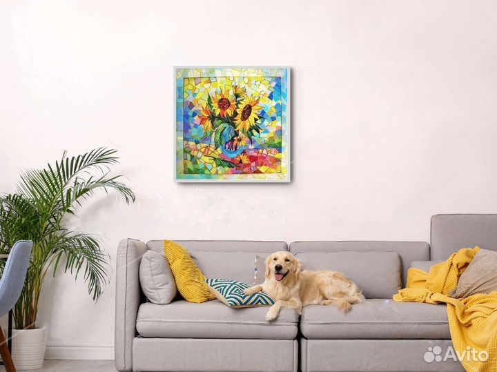 Картина маслом Живопись Подсолнухи. 575х575