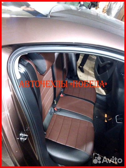 Чехлы Skoda Octavia A7 из экокожи чёрно-шоколадные