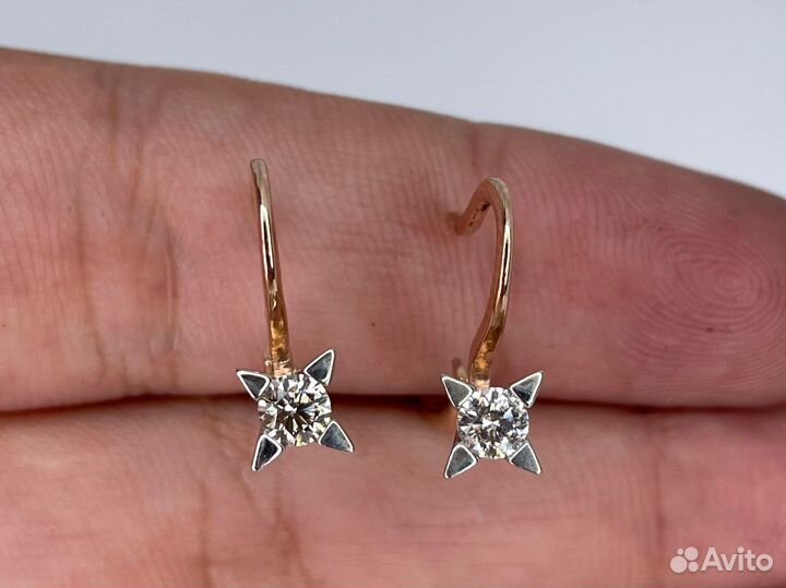 Золотые серьги с бриллиантами 0.5 ct
