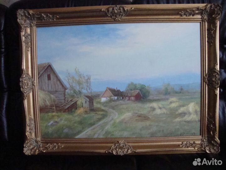 Старинная картина масло холст в деревянной раме