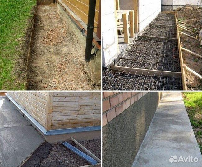 Бетонные заезды/Бетонные дорожки/Бетонные отмостки