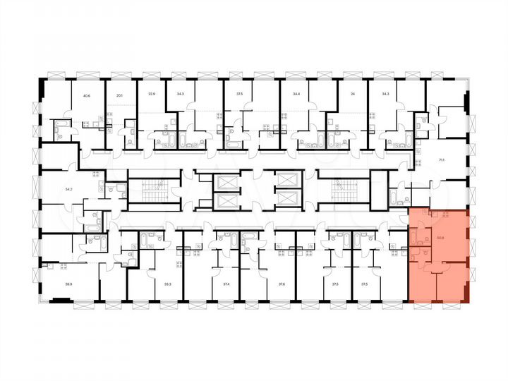 2-к. квартира, 50,8 м², 10/30 эт.