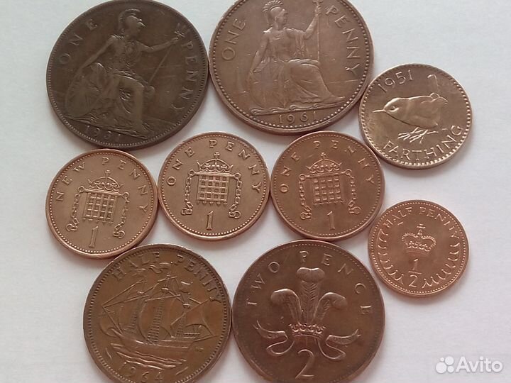 Монеты Великобритании,Франции,Испании,Бельгии,Поль