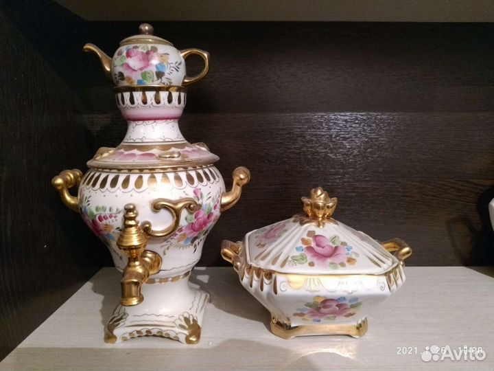 Винтажный фарфоровый набор, Гжель, СССР