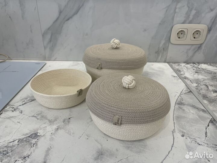 Корзина интерьерная из хлопкового шнура