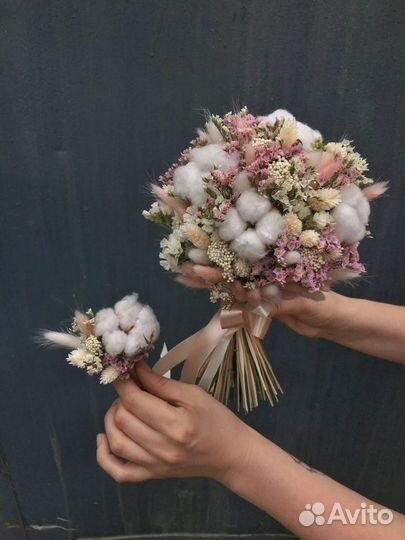 Сухоцветы в букете невесты