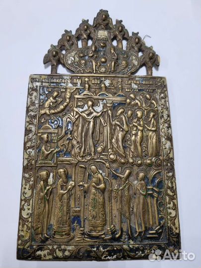 Икона меднолитая Покров Пресвятой Богородицы