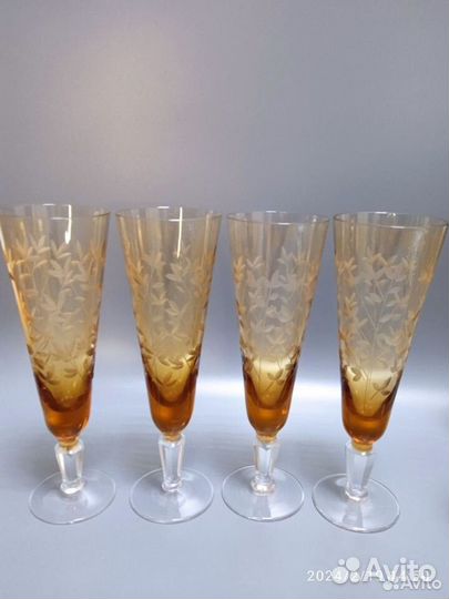 Хрустальные фужеры Весна карамельное стекло