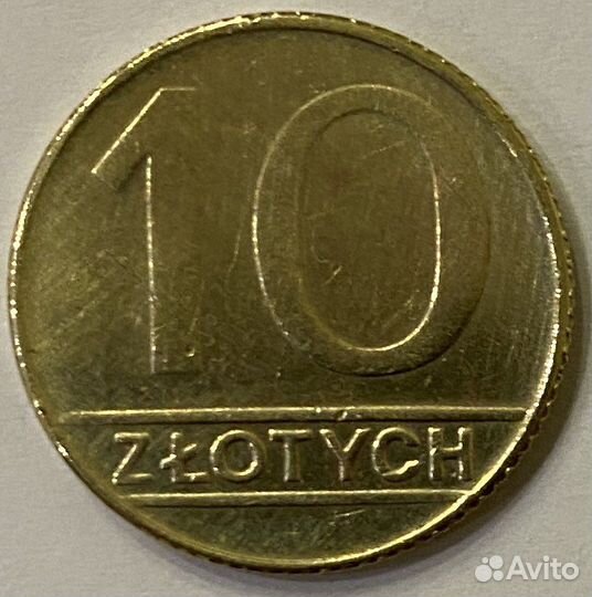 Монета 10 польских злотых 1989