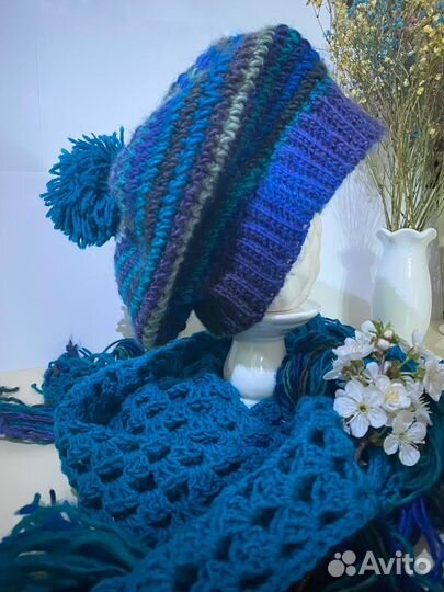 Берет, шарф, бактус, шапка