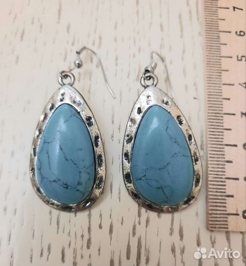 Серьги крупные с бирюзой