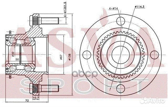 Ступица задняя С кольцом абс mtwhcsa43R asva