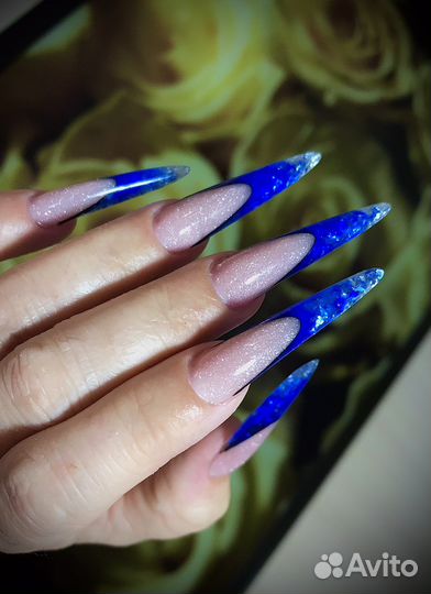 Маникюр, Наращивание, Выкладной френч, Гель лак