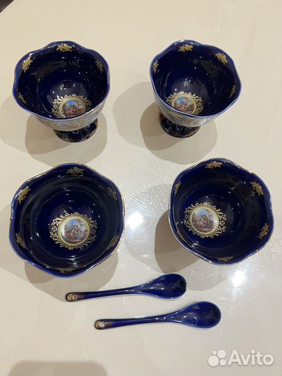 Салатницы с ложками десертницы вазочки