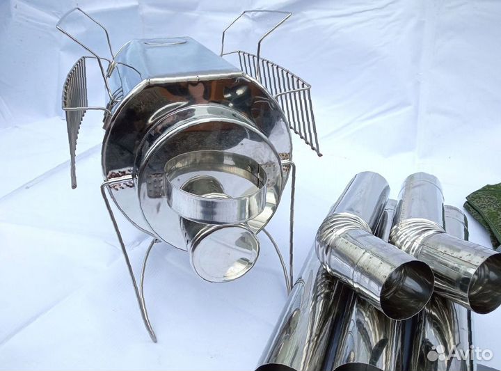 Печь туристическая Кабанчик на 15 л. с решетками