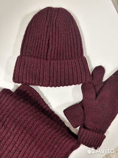 Набор шапка шарф варежки женский