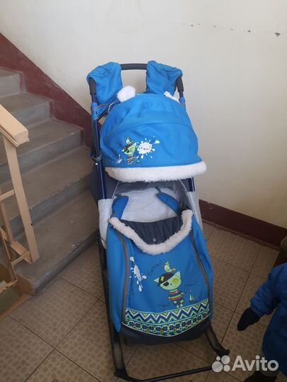 Детские санки коляска с колесами