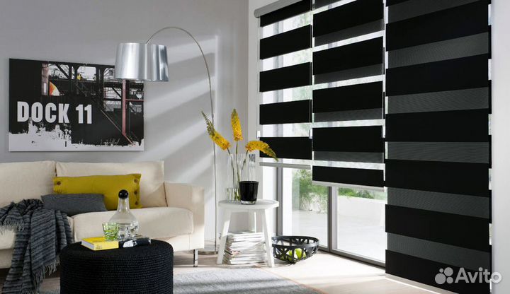 Жалюзи и рулонные шторы Зебра