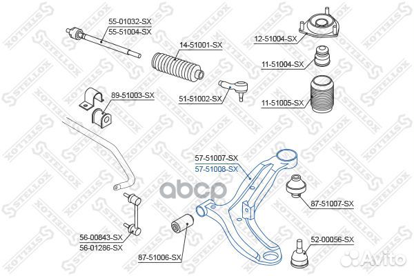 57-51008-SX рычаг правый Hyundai Accent 99 57