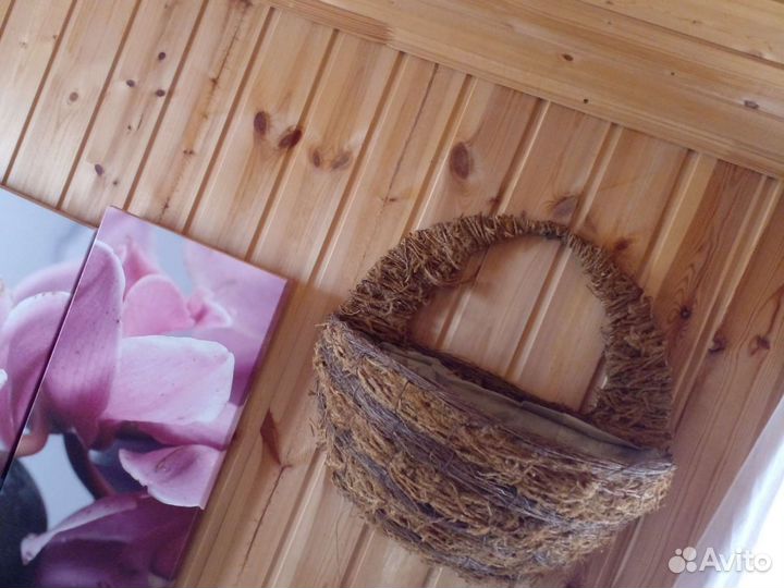 Корзина плетеная. Подвесная. Большая. 45 см