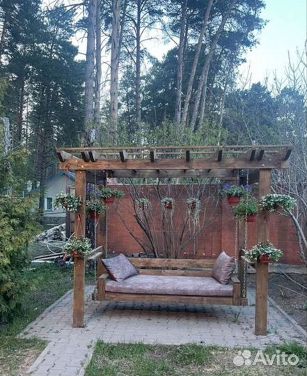 Качеля деревянная кровать качеля садовая