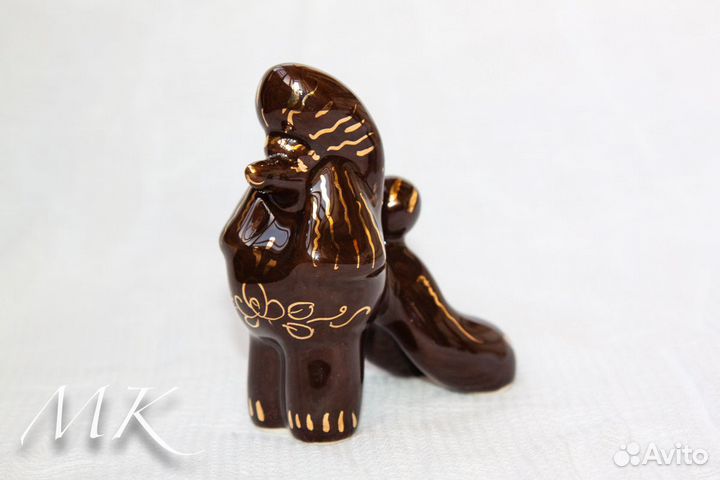 Пудель в золоте - статуэтка из фарфора