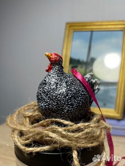 Ватная ёлочная игрушка курочка