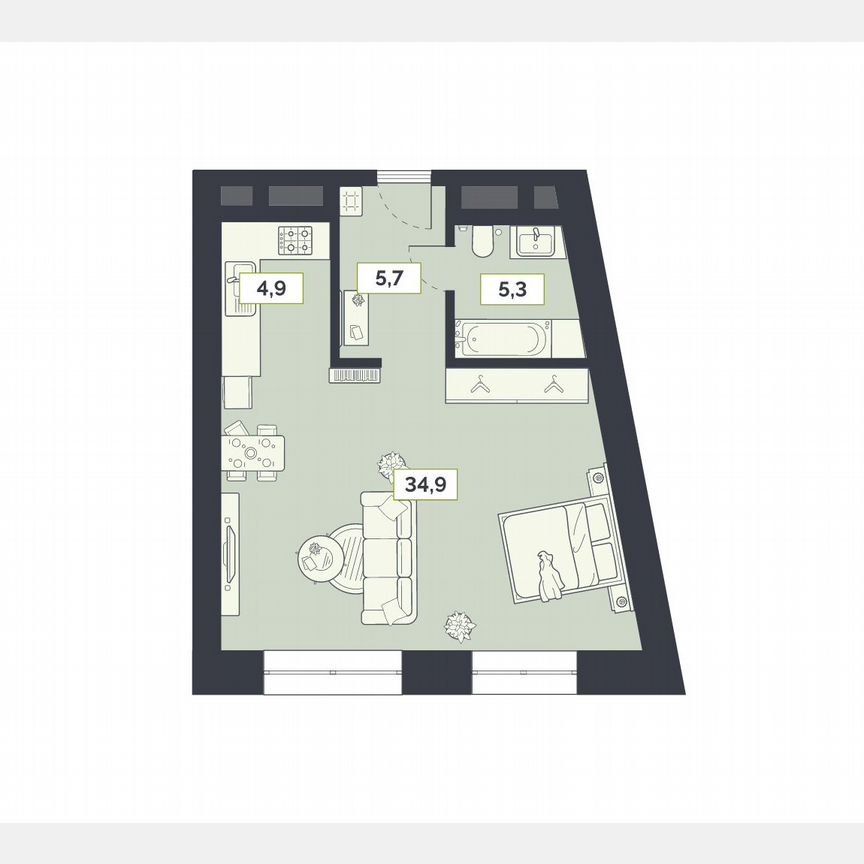 1-к. квартира, 50,8 м², 26/27 эт.