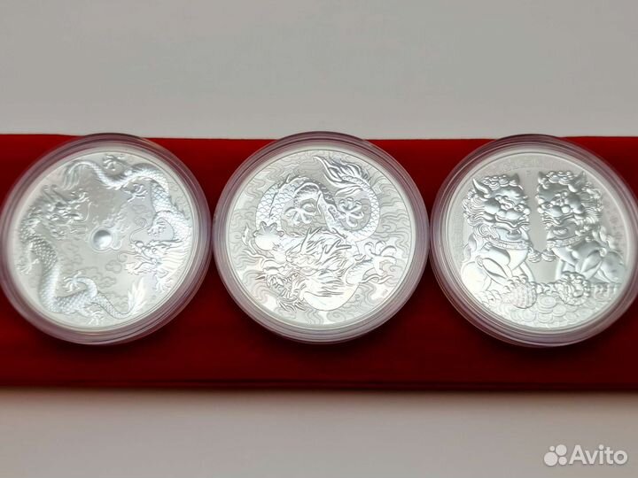 Австралия Два Дракона и др Серебро 1 Oz 999